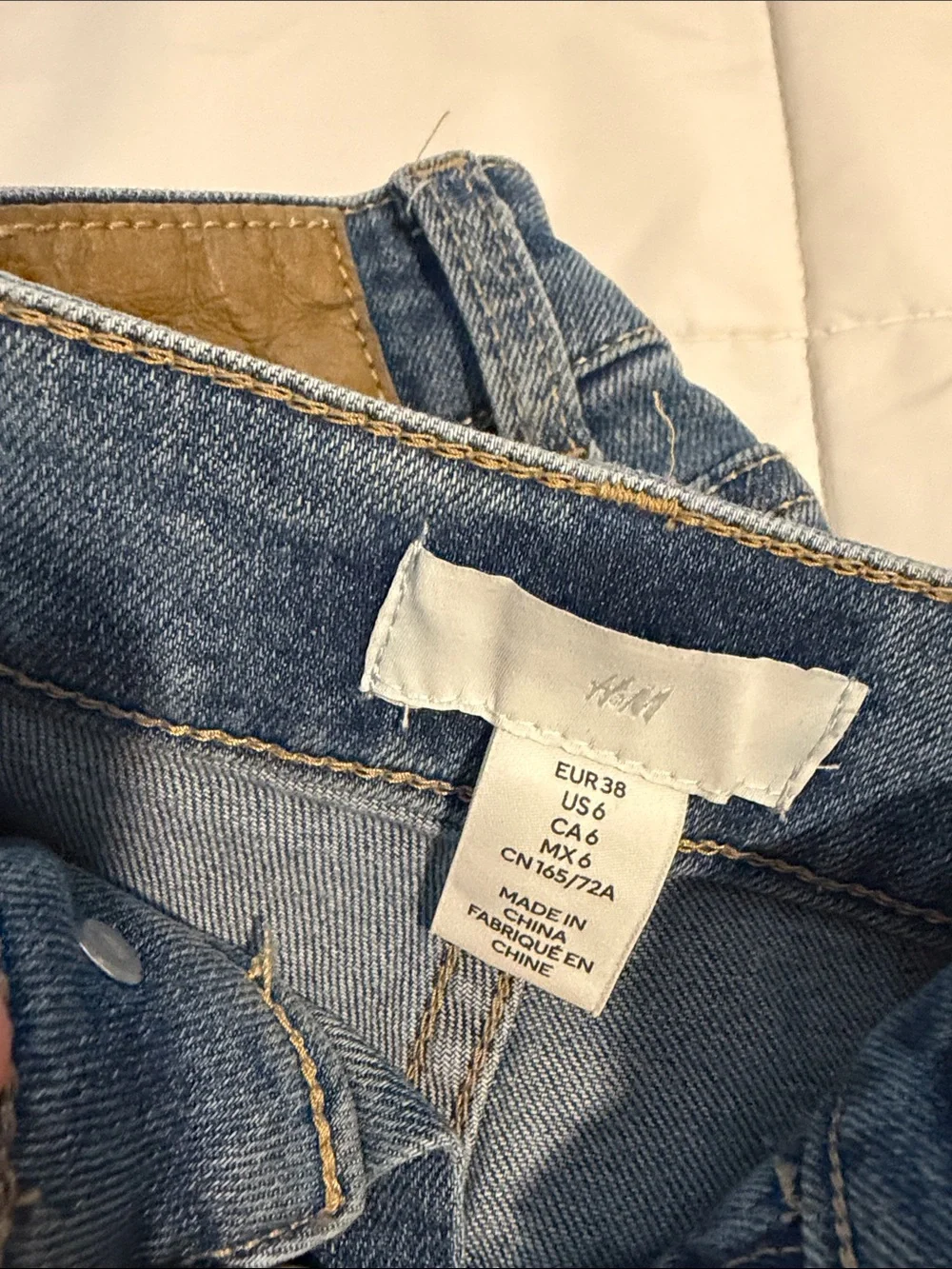 H&M Medium Blue Frayed-Hem Denim Shorts